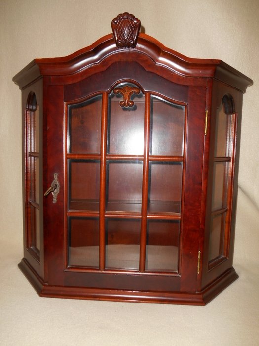 Mahogany Glass Cabinet With Crown Wood Glass Copper Catawiki