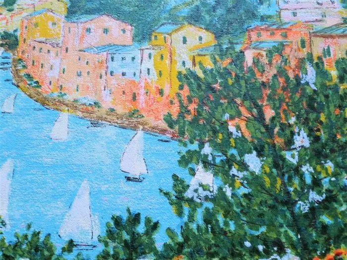 Michele Cascella  - Serigrafia materica su tela - Primavera a Portofino