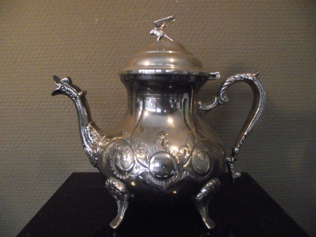 Chouari silberne Teekanne - Versilbert - Indien - 1900-1949
