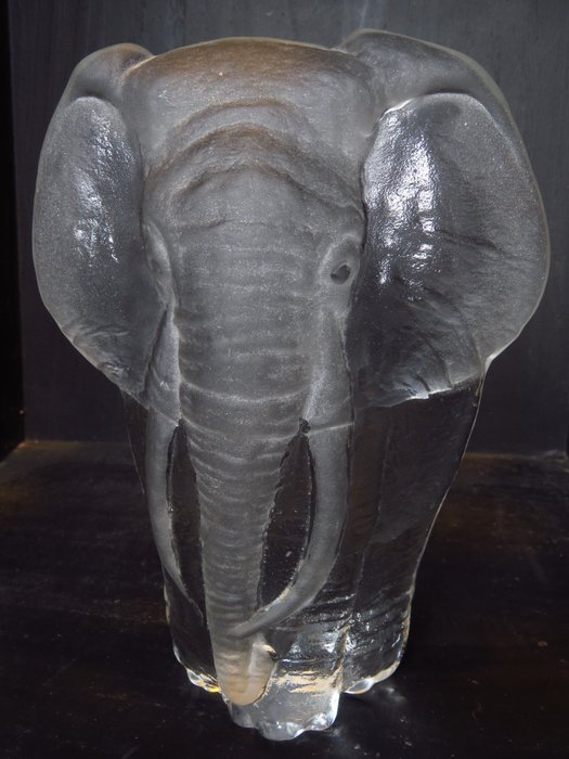 Mats Jonasson - Målerås Glasbruks - Estatueta Elefante - Cristal, Vidro