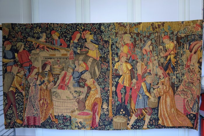 Artis Flora tissage artisanal et peinture sur lin - keskiaikainen taide-kuvakudos nro 12/84 - 185x98cm (1)