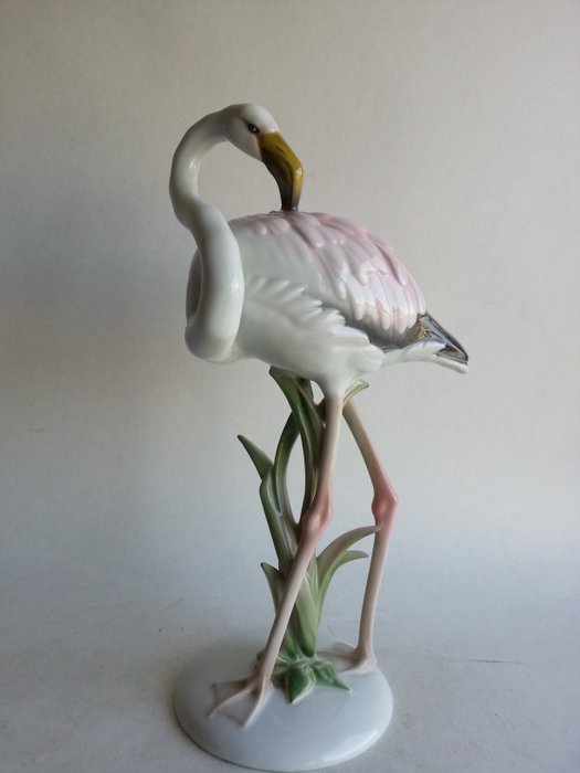 G. Oppel Rosenthal foto de um flamingo - Porcelana