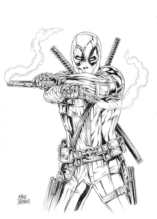 Deadpool - Original Drawing - Mike Ratera  - Creion de arta