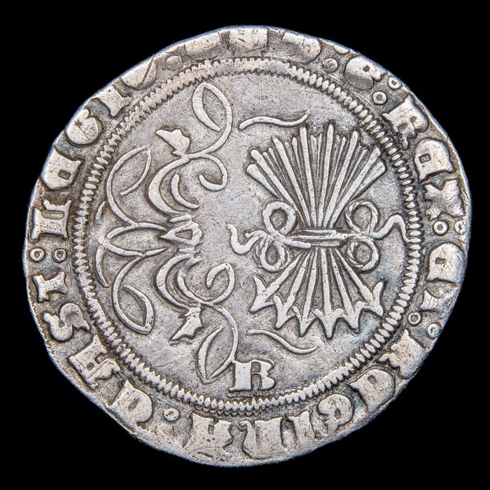 西班牙 - 1 Real - Reyes Católicos (1474 - 1504). Ceca de Burgos, B. Escasa - 银