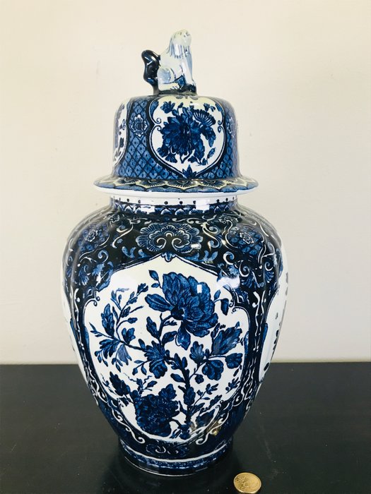 Gran jarrón azul de Delft en estilo chino - Loza de barro
