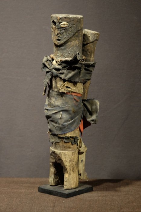 Sculpture - mother and child, Wood - boccio - Fon  - Benin 