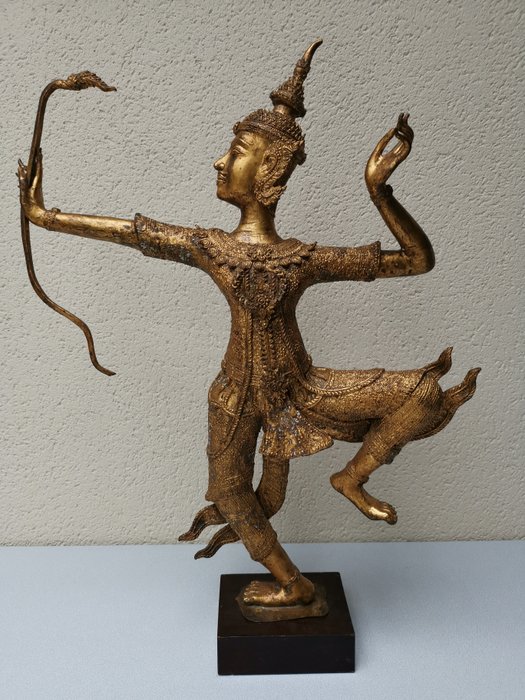 Poppetje(s) (1) - Verguld brons - statue prince Rama  - Thailand - Tweede helft 20e eeuw