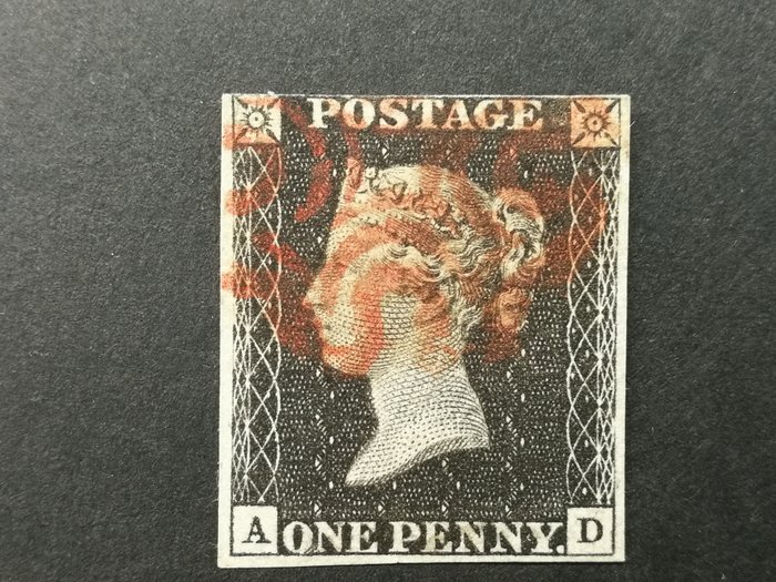 大不列顛 1840 - Great Britain One Penny Black - Stanley Gibbons 1