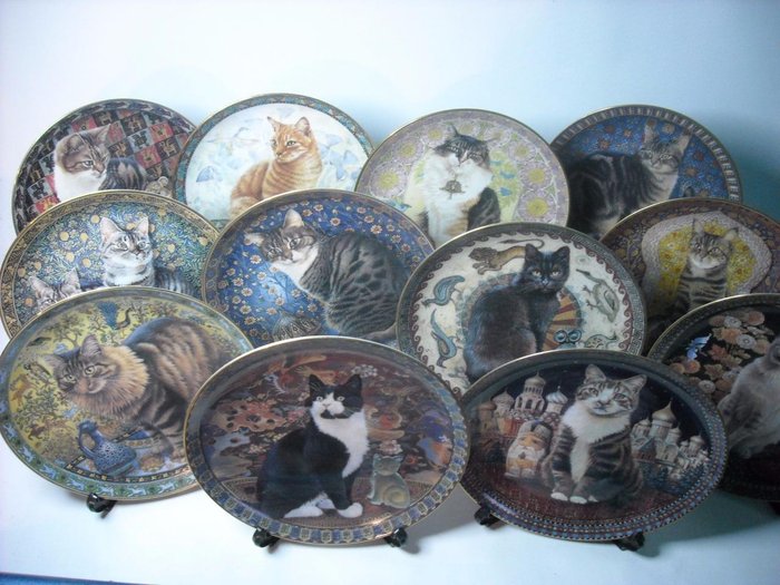 Complete serie "Cats of the World" - Lesley Anne Ivory - Danbury Mint - Plates (12) - Porcelain