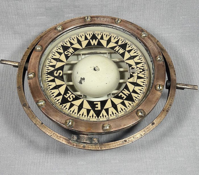 Antique compass - Brass, Copper, Glass - Second half 19th century