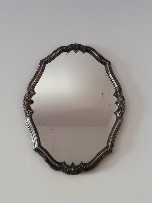 古董托盘与镜子 - 800银框与冲孔 - 意大利 - 1900-1949