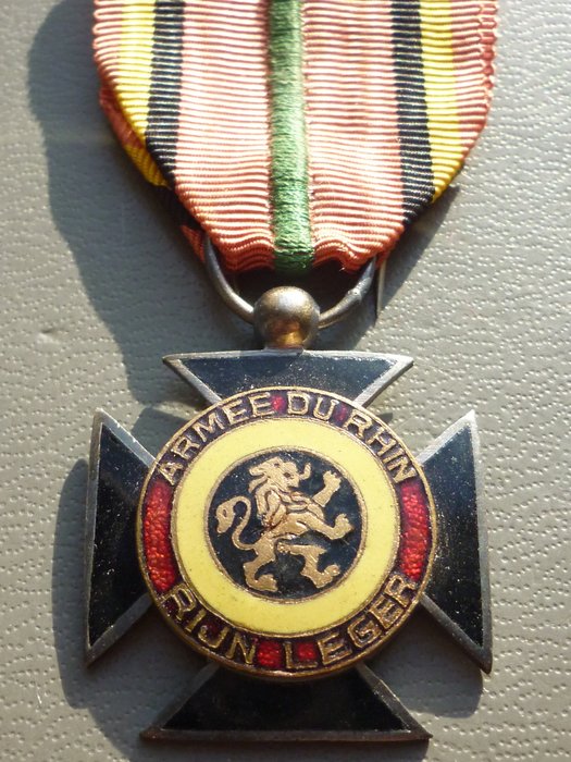 Bélgica - Rara medalla del ejército belga del Rin, puesto 14 18 (H8) - Medalla - 1930