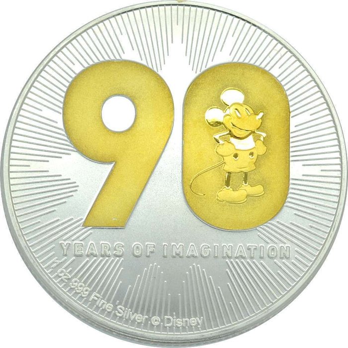 Niue. 2 Dollars 2018 - "Mickey's 90th Anniversary" - 1 Oz