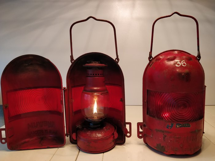 Vägarbetare blinkar ljus - Rhewum Blitz lantaarn - 1953-1953 (2 föremål) 