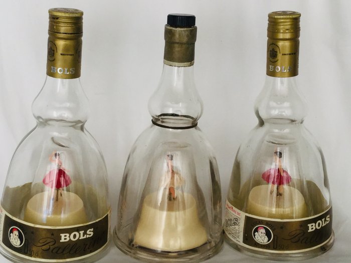 BOLS ERVEN LUCAS - 3 vintage likør flasker med dans ballerina - med musikmekanismer, ca 1950 Frankrig