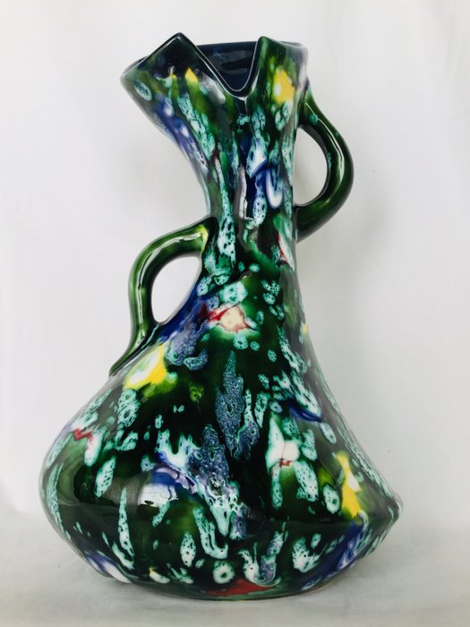 A. Dressinval - Vaso in ceramica con smalti multicolore - Ceramica