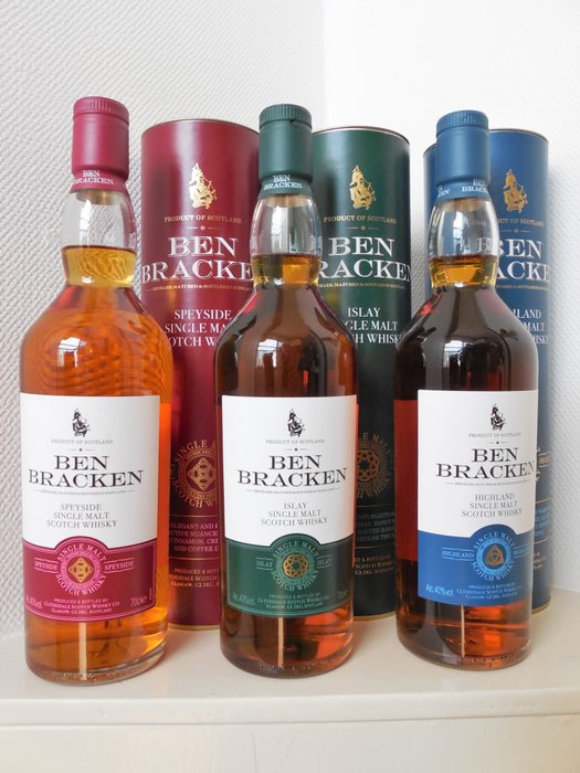 Ben Bracken Clydesdale Schotch Whisky Co. - Islay, Highland & Speyside - 0,7 Liter - 3 flessen