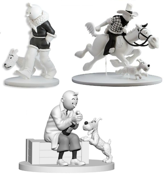 Tintin - 3 figurines Moulinsart hors serie - N&B - n° 1 + 2 + 9 - (2013/2015)