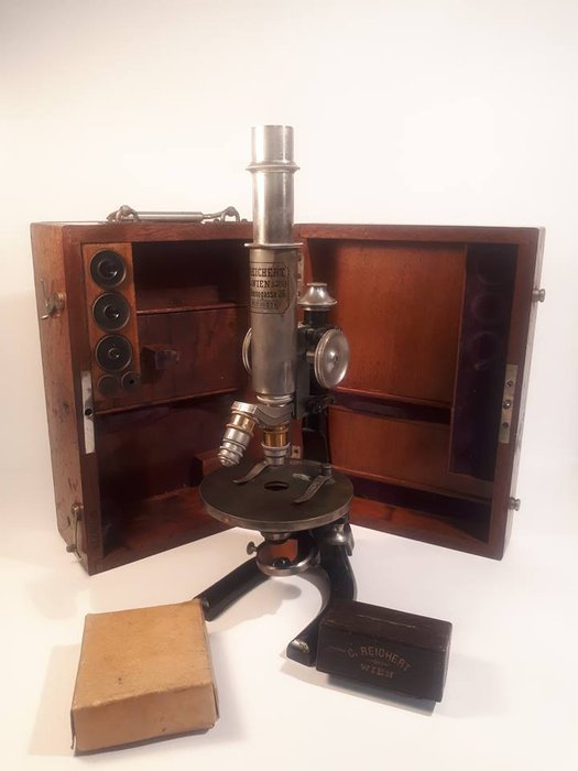 C. Reichert Wien - Mikroszkóp VIII. Bennogasse 26 - Sárgaréz - 19. század második fele