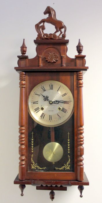Antique Horses Regulator wall clock - Wood- Oak