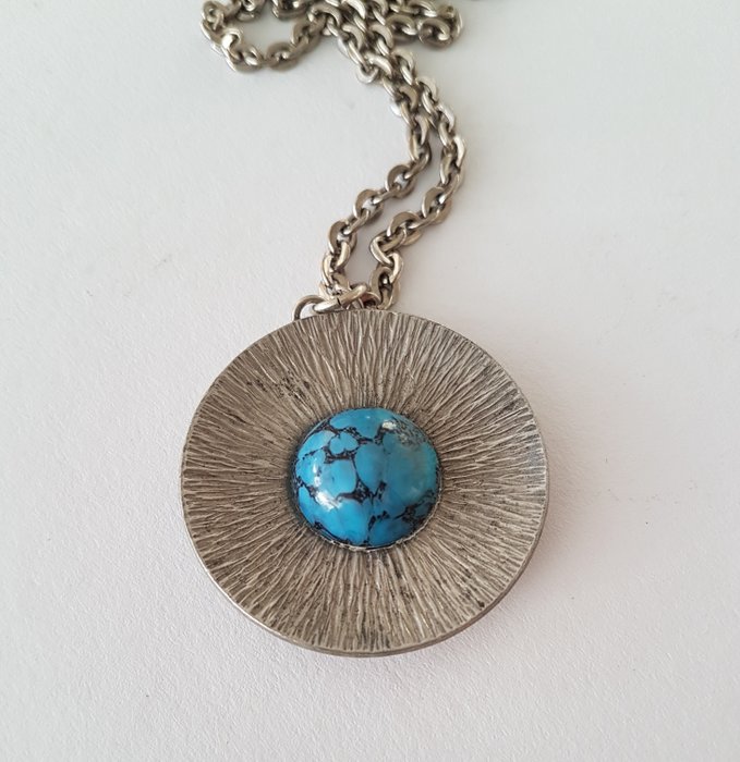 Jørgen Jensen -  Pewter - Necklace with pendant Turquoise