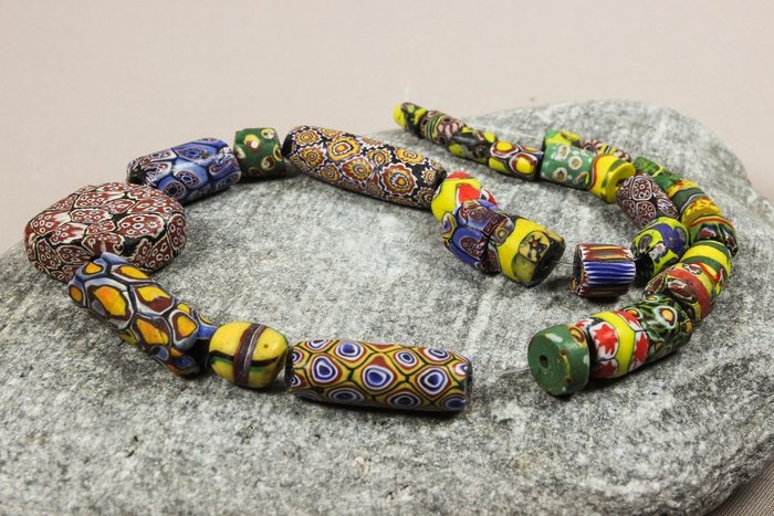 29 Antique Venetian Barter Beads - Glass - Italy 