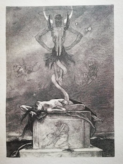 Félicien Rops (1833-1898) - The Sacrifice, From The Satanic Ones - Series "Les Sataniques" (plate IV)