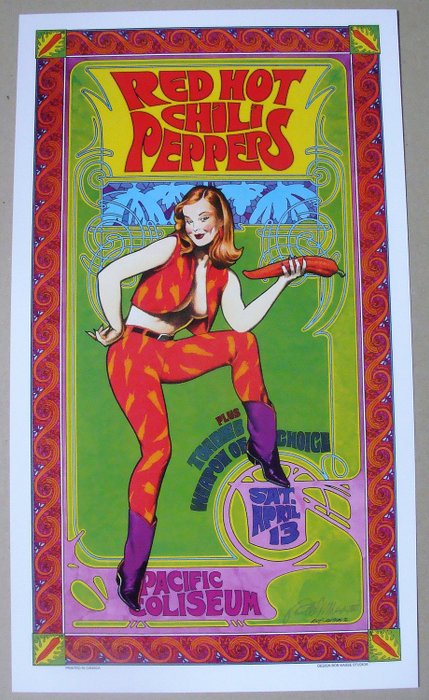 Red Hot Chili Peppers Poster Pacific Coliseum 1996 Litho Hand-Signed Bob Masse