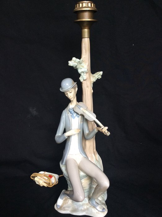 porceleinen lladro tafellamp de viool speler - Porselein