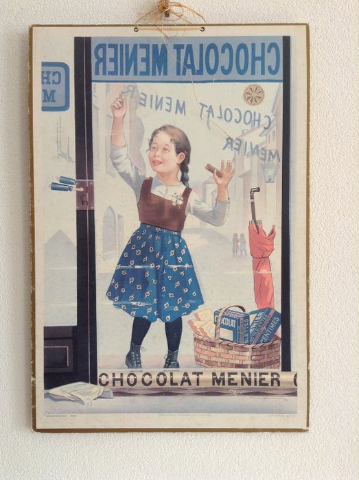 Bernard Carant Paris - 法國古董廣告海報“ Chocolat Menier” (1) - 紙板