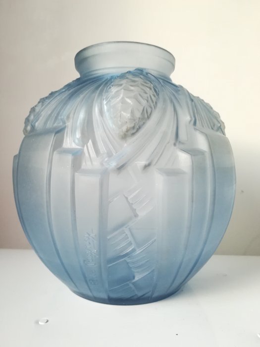 Pierre de Cagny - Cagny Glas satinierte Vase - Dekor "Pin"