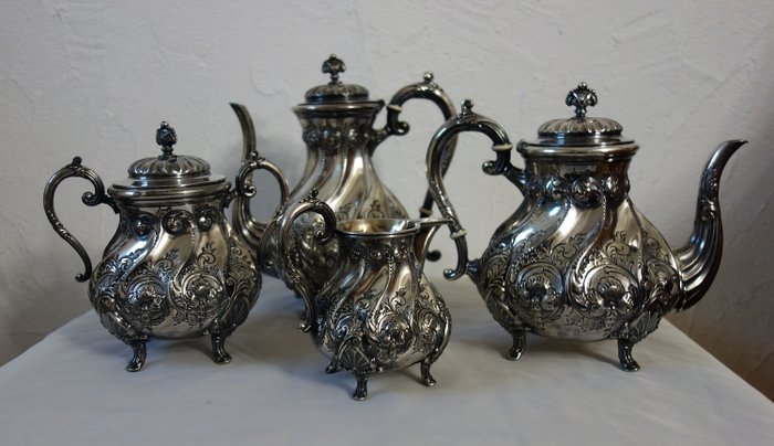 Orfèvre Charles Halphen pour Christofle - Coffee service, Louis XV style tea set - Louis XV - Silverplate