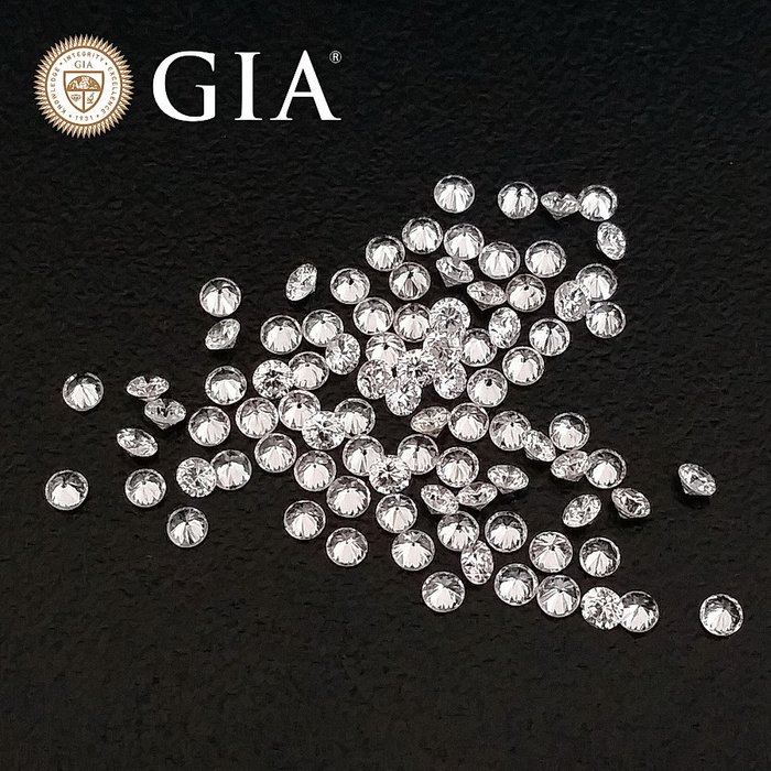 144 pcs Diamants - 1.03 ct - Rond - D (incolore), E, F 