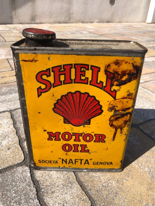 Bidon d'huile - Shell - Golden Shell Motor Oil Nafta Genova - 1930