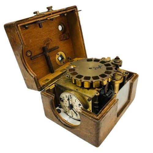 Benzing Original Breveté - Old Constateur / pigeon clock Ca. 1920 - Drewno, Mosiądz