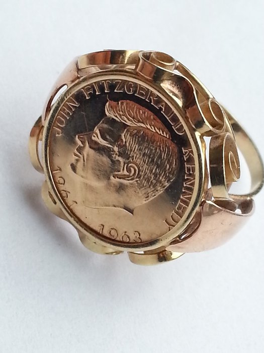 Coin ring J.F.Kennedy 1961-1963  - 14 kt Gold - Ring