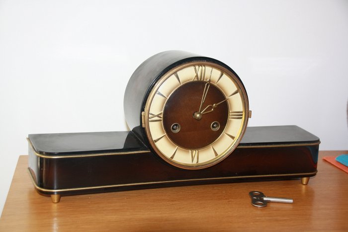 Vecchio orologio da camino a buffet - congac - orologio Schwebegang FHS (1) - Legno