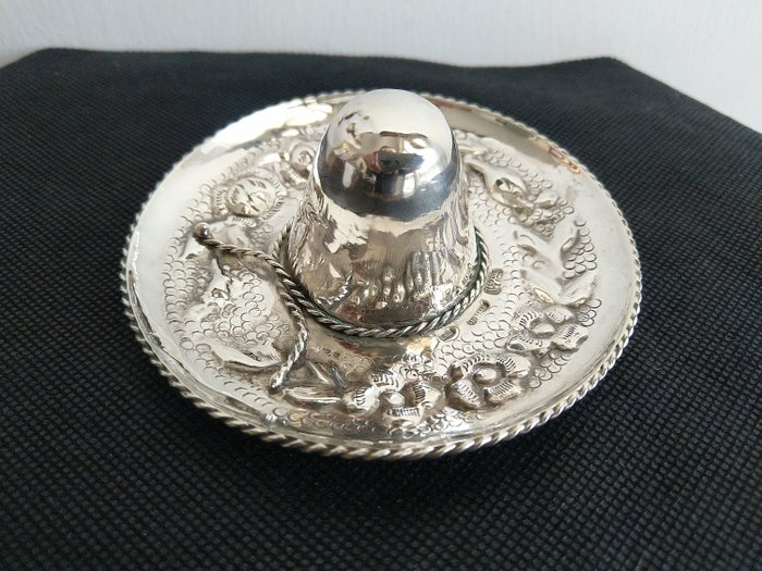 925,sterling,mexico - Koristeellinen meksikolainen hattu hopeaa - .925 hopea