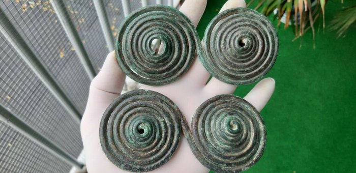 Prehistoric, Bronze Age Bronze celtic spiral fibula - 0×136×70 mm - (2)