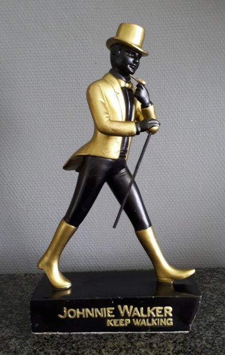 Gran estatua de Johnnie Walker (oro) - madera