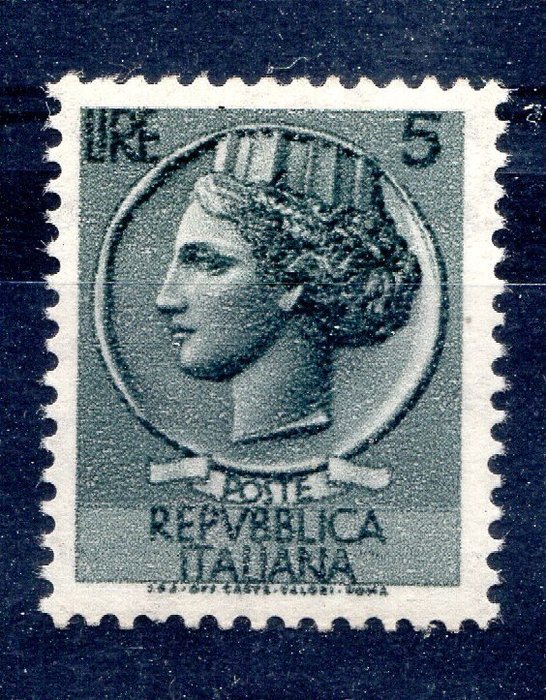 Olaszország Köztársaság 1956 - Syracuse 5 lire stars 2nd type for machines - Sassone N. Spec. 328