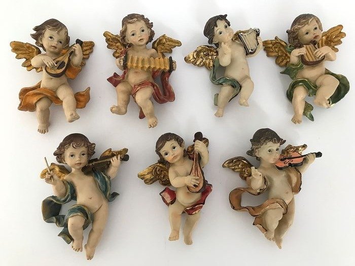 PW Italy - Vintage little angels with musical instrument (7) - Baroque - Plastic