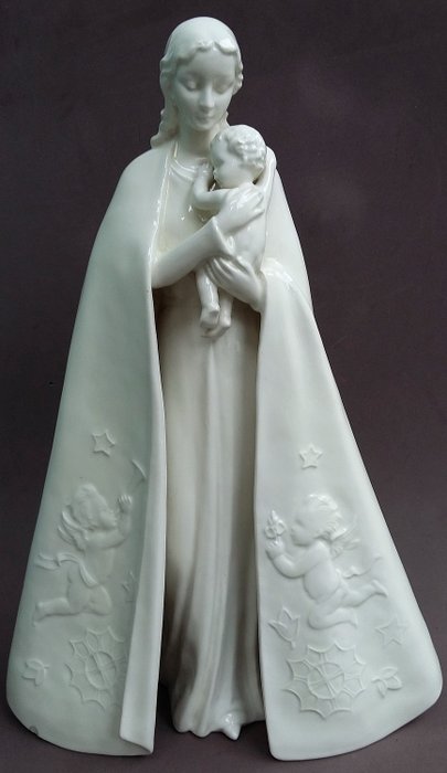 Reinhold Unger - Goebel - Bardzo duży posąg bożonarodzeniowy Madonna z Dzieciątkiem Bożym - Porcelana