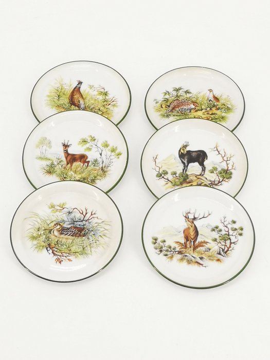 Seltmann Weiden Bavaria - Plat, Plats décoratifs, assiettes à motifs d'animaux (6) - Art déco - Porcelaine