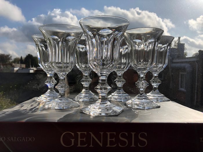 Val Saint Lambert - 7 Metternich water / red wine crystal glasses - Crystal