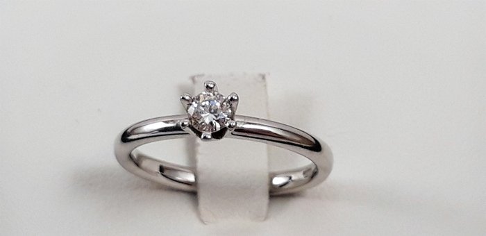 Preview of the first image of Miluna - 18 kt. White gold - Ring - 0.18 ct Diamond.