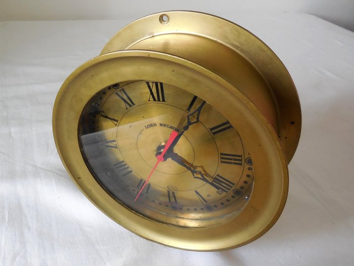 Relógio de navio marítimo LORD NELSON - relógio de bateria - Bronze / bronze / vidro