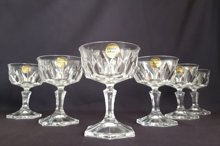 Cristal d'Arques 'Chaumont' - Brand New Champagne Coupes (6) - Crystal