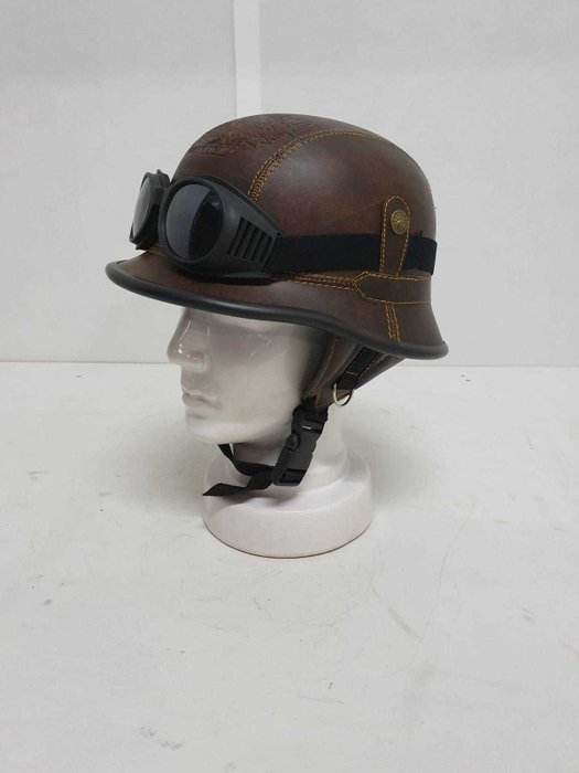 Harley Davidson hjelm med briller - Læder