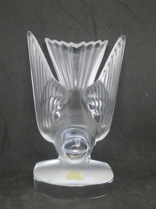 Lalique - "Hirondelle" Swallow paperweight/bookend. - Crystal